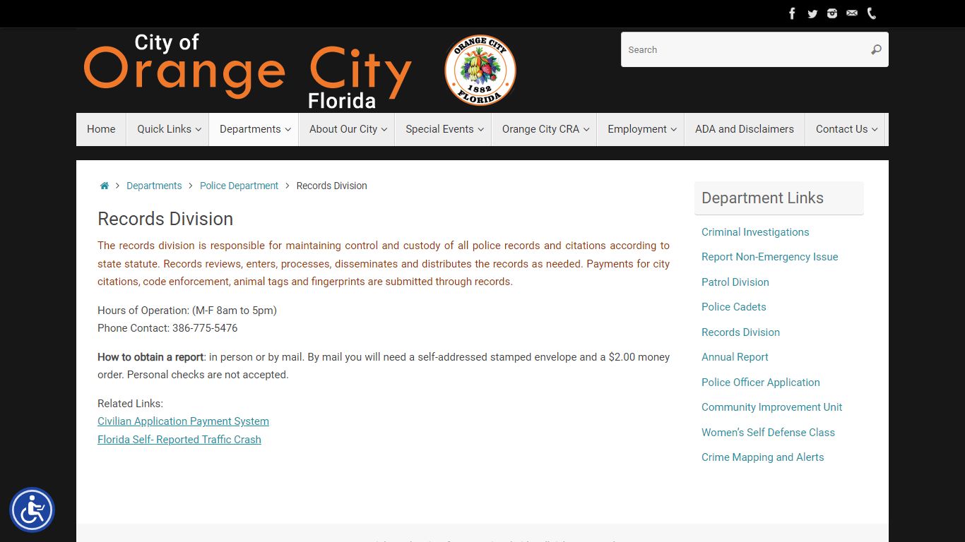 Records Division – City of Orange City